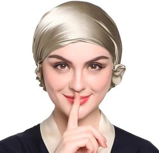 LilySilk Silk Bonnet for Sleeping Womens Sleep Cap 100% 19MM Mulberry Silk for Long Curly Hair Adjustable Stretchy Taupe