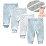 Kiddiezoom Baby Boys 4-Pack Pant Baby Girls Organic Cotton Trousers Blue Sky