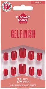 Elegant Touch Polished Colour 24 Nails With Glue Squoval Rich Red