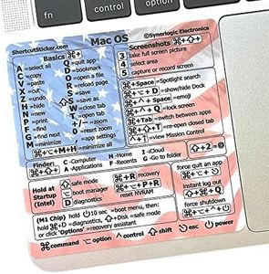 Mac OS Shortcuts Sticker | Mac Keyboard Stickers for Mac OS | No-Residue Laminated Vinyl MacBook Stickers for Laptop | MacBook Shortcut Stickers for 13-16" Air and Pro (US Flag)