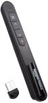 Amazon Basics Laser Pointer | Up to15 m Wireless Range | Wireless Presenter for Presentation, Slide Changer, USB Power Point Remote Control Pen | Black