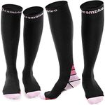 Cambivo 2 Pairs Compression Socks for Men and Women(20-30 mmHg), Best Stocking for Swelling, Nurse, Flight(Pink,L/XL)