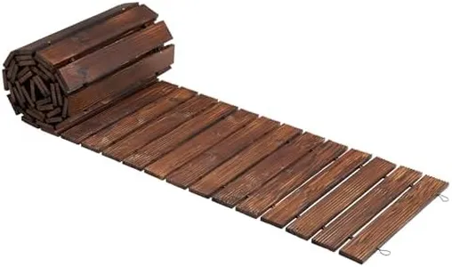 Spurgehom 12FT Wooden Garden Pathway Straight Outdoor Walkway Roll Out Cedar Wood Patio Flooring Path Decorative Lawn Patio Pavers Boardwalk Beach Wedding Party (Brown)