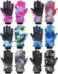 Bencailor 6 Pairs Kids Winter Gloves Waterproof Snow Ski Gloves Windproof Kids Gloves Warm Kids Snow Gloves for Kids (Red, Blue, Pink, Gray, Green, Black,10-15 Years)