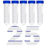 MiawPay 25 PCS 50ml Conical Centrifuge Tube Microcentrifuge Tube Sterile Plastic Test Tubes with Leak-Proof Screw Caps Lab Container with Graduated and Write-on Spot, Non-Pyrogenic, DN/RNase Free