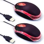 2 Pack Wired Mini Optical Mouse Computer Mouse Ergonomic Mouse with USB Mouse for Laptop PC Desktop mice Compatible with Windows Linux Mac fit for Office Business Home,Kids（Black）