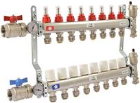 SharkBite 8 Loop Radiant Heating Manifold, Push to Connect Brass Plumbing Fitting, PEX Pipe, PE-RT, 24935