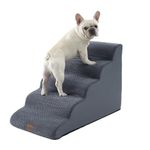 COZY KISS Dog Stairs for High Bed 22.6" H, Small Pet Steps with Leakproof Cover, High Density Foam Cat Ramp for Bed, Car or Couch, Lightweight, Durable, 15.7x33x22.6 inch, 5 Tiers, Dark Grey