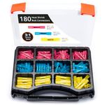 Wirefy 180 PCS Heat Shrink Butt Connectors Kit - Marine Grade Butt Connectors - Wire Butt Splice Connectors - Electrical Waterproof Heat Shrink Butts - 22-10 AWG