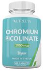 Chromium Picolinate 1000mcg - 1 Year Supply 365 Vegan Tablets High Strength Chromium Supplement UK Manufactured.