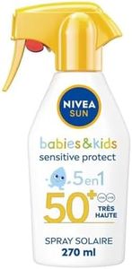NIVEA SUN - Spray Solaire Pistolet Sensitive Babies & Kids FPS 50+ - Protection Solaire Enfant - Vitamine E - Sans Parfum - Absorption Rapide - Résistant À L'Eau - Peaux Sensibles - 270 ml