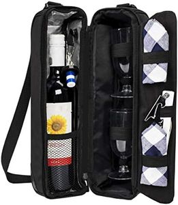 ALLCAMP Wine tote Bag with Cooler Compartment，Picnic Set Carrying Two sets of tableware