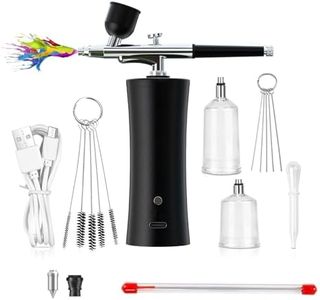 RoseFlower Cordless Airbrush Kit with Compressor, Mini Portable Makeup Airbrush Set, USB Rechargeable Air Brush kit for Nail Art, Makeup, Cake Decoration, Painting, Deep Moisturizing Face Spa#Black