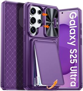 BSNRM for Samsung Galaxy S25 Ultra Case Wallet with RFID Blocking, Card Holder, Slide Camera Lens Cover, Silicone Edge Raised, Rugged Heavy Duty Phone Cover Case for Galaxy S25 Ultra, 2025, Purple