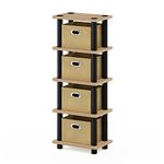 Furinno 99150KO/BK/LB LACi 4-Bins System Rack, Oak/Black/Light Brown