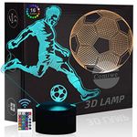 Football Soccer 3D Illusion Night Light Toy,16 Colors Change Smart Touch & Remote Control,Home Decor LED Bedside Table Lamp,Christmas Birthday Gift for Boy Kids Adult Friends & Family-2 Pattern Plates