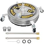 EDOU Direct Pressure Washer Surface Cleaner 20" with Wheels | Stainless Steel | Heavy Duty | 4,000 PSI Max Working Pressure | Includes: 2 Pressure Washer Extension Wand Attachments