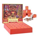 Dxles Advent Calendar 2024 Christmas Jigsaw Puzzle-1008 Pieces Puzzles, 24 Boxes Puzzles for Adults and Kids, Home Decoration, Christmas Puzzles Gift