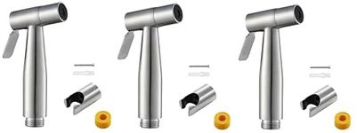 JAGGER JAG144 Stainless Steel Heavy Duty Spray Health Faucet Gun for Bathroom Toilet [1pc Gun with 1 Pcs Hook & 1 Pcs Teflon Tape ], Brushed Finish (Large, 3)