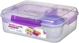 Sistema to Go Bento Box | Lunch Box with Yogurt/Fruit Container | 1.65 L | 6.9 Cup| BPA-Free | Colour May Vary