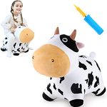 iPlay, iLearn Bouncy Pals Dairy Cow Hopping Horse, Plush Inflatable Animal Hopper, Indoor n Outdoor Ride on Jumping Bounce Toys, Birthday Gift for 18 Months 2 3 4 5 Year Old Kids Toddlers Boys Girls