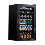 NewAir Black Beverage Refrigerator Cooler, Free Standing With Right Hinge Glass Door And Door Lock Holds Up To 126 Cans, Cools Down to 37 Degrees Perfect For Beer, Wine, And Cooler Drinks AB-1200B