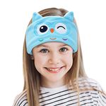 Laelr Kids Headband Headphones Soft Fleece Wireless Bluetooth Headband Headset with Built-in Microphone Voice Prompt Hi-Fi Stereo Super Bass Music Sleep Eye Mask for Travel and Sleeping (Blue)