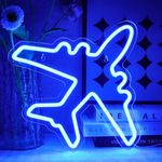 OYCGZV Airplane Neon Light Sign - Blue Neon Sign for Wall Decor Air Plane Neon Wall Light USB Led Sign for Game Room Bedroom Man Cave Party Bar - Gift for Gamer Boys Teens Kids Friends