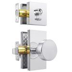 HIEMEY Gold Door Knob with Deadbolt, Polished Chrome Door Knob and Single Cylinder Deadbolt Lock Set