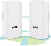 KuWFi 900Mbps Wireless Bridge Kit, 5.8G Outdoor/Indoor Point to Point WiFi Bridge, 1KM Long Range WiFi Bridges, Ethernet Bridge with 24VPoE, 2RJ 45 Ethernet Port, for Garden, Starlink, Farm, 2 Pack