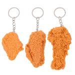 3Pcs Imitation Food Keychain Fried Chicken Keychain Cute Fried Chicken Leg Chicken Wing Car Charm Key Ring Funny