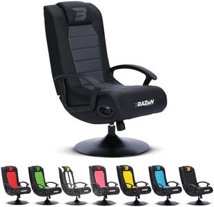 BraZen Stag Kids Gaming Chair for Kids Two Audio Speakers Subwoofer Bluetooth Compatible Boys Girls Small Gaming Chair Foldable Junior Child Speaker Video Games Chairs No Wheels - Grey