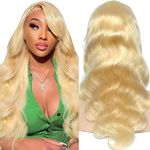 MEGALOOK 200% Density 613 Lace Front Wig Human Hair 22 Inch Body Wave Wig Blonde 13x4 Lace Front