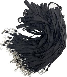 Hsyydzi Lanyard 100 Pack Bulk Badge Lanyards for ID Badges Lanyard with Swivel Hook(Wide, Black)