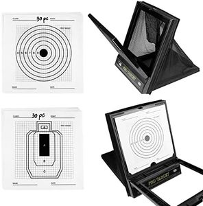 60 Paper Shooting Targets - Guyuyii 8 X 8 Inch Reusable Paper Targets - Portable with Trap Net Catcher, Stand Included, Easy Clean and Collect The BBS - for Pellet Gun Shooting, Practice and Training