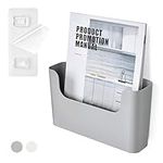 YOHOM Adhesive File Holder Door Mount Mail Magazine Rack, Office Wall Mount Single Pocket, Gray