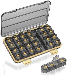 Acedada Weekly Pill Organizer 4 Times A Day, Travel Pill Box 7 Day, Black