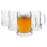 4X 500ml Glass Beer Mugs - Large Pint Half Litre Birthday Drinking Tankard Cup Stein Glasses with Handle Set - by Rink Drink