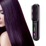 Digilams Cordless Hair Straightener Brush | Hot Brush, Hair Straighteners for Women | Thermal Brush & Travel Straighteners with LED Screen | Ionic Hot Comb with 3 Temperature Modes (160-200°C) (Black)