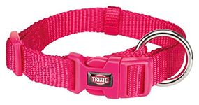 Trixie Premium Dog Collar Neck Belt, Stylish Design, Adjustable Webbing Tape, Strain Relief, with Leash Connector (L-XL, Fuchsia)