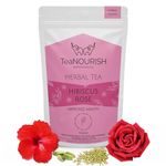 TeaNOURISH Hibiscus Rose Herbal Tea | CAFFEINE-FREE | 100% NATURAL | Hibiscus, Rose, Chamomile, Blue Cornflower, Fennel, Licorice | Brew Hot or as Iced Tea- 1.76oz/50g