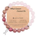 ZZLTAWS Breast Cancer Awareness Bracelets, Natural Stone Beaded Bracelets,Inspirational Bracelets Gifts for Women Girls Best Friend Sister, 7in, Stainless Steel, natural crystal stones