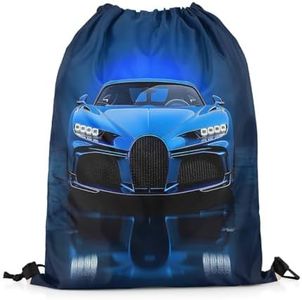 Feelyou Blue Race Car Gym String Bag 13"x15.7" Speed Sports Car Drawstring Backpack For Extreme Sports Sports Drawstring Sackpack Automobile Blue and Black Waterproof Drawstring Bags Room Decor