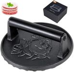 Heavy Duty Cast Iron Burger Press Kit for Smash Burgers and Bacon Meat, Grill Press and Smasher Tool, Cooking Weights for Steak and Hamburger, Perfect for BBQs and Searing（7 Inch）