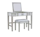 Linon Home Décor Vanity Set, Wood, Silver