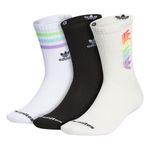 adidas Originals Mixed Graphics Cushioned Crew Socks (3-Pair), Pride/Offwhite/Black/White, Large