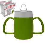 Two Handled 140ml Adult Drinking Cup, Internal Cone, and Spouted Lid. Perfect for A Spill-Proof Sipping Experience Adult Drinking Mug/Drinking Cup/Sippy Cup Get Your Drinking Aid Now! (Green)