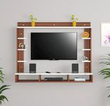 DAS Decker Wall Mount Engineered Wood TV Entertainment Unit/Tv Rack Set to Box Stand with Wall Shelves for Living Room Classic Walnut & Frosty White Finish (Ideal for up to 32") Screen