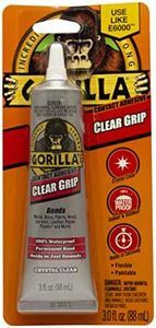 Gorilla Clear Grip - Fast Setting Contact Adhesive - Waterproof, Paintable Clear Glue for Indoor or Outdoor Application - Heavy Duty Shoe Repair Glue for Leather, Ceramics, Wood - 88ml/3oz (Pack of 1)