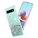 for Samsung S10 Plus Case Clear Glitter Sparkle Silicone Pink Phone Samsung Galaxy S10 Plus Case Transparent Shockproof Anti-Scratch Bling Bling Cover Thin (Green, Samsung S10 Plus)